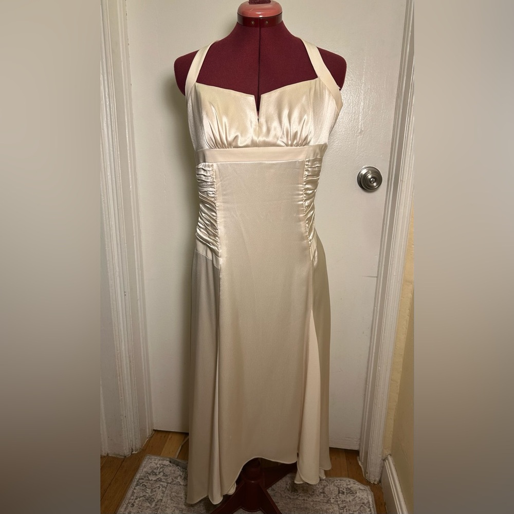 Ivory Satin Halter Dress